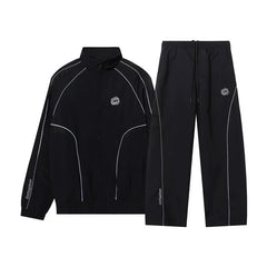 Broken planet reflective strip design for spring and autumn sports and leisure suit, men's and women's zipper jacket, pants