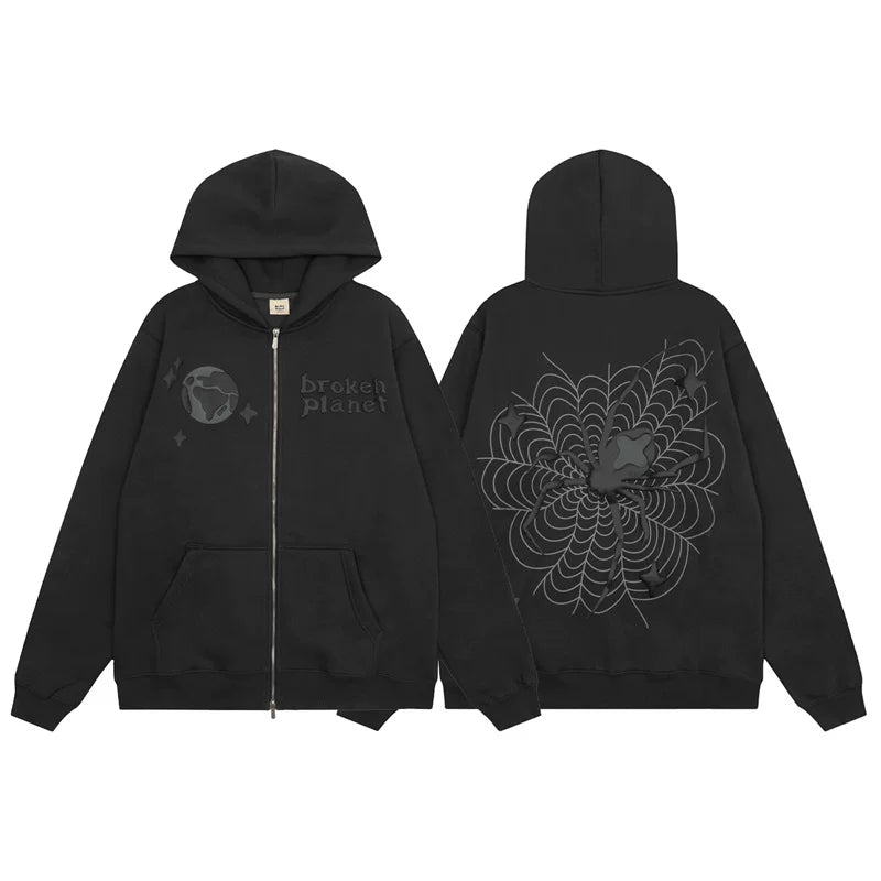 Broken Planet cardigan sweatshirt with fleece for autumn and winter, trendy high street men's and women's loose casual zipper jacket FOG (3)