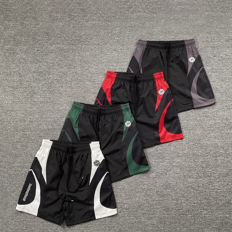 Broken Planet Hip Hop Street Retro Summer Color Match Splicing Embroidered Woven Speed Drying Shorts Fog