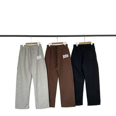 Broken Planet High Street Trendy Brand Autumn/Winter Sports and Leisure with Fleece Letter Printed Loose Straight Pants for Men