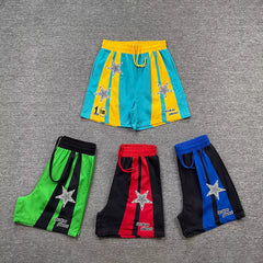 Broken planet, trendy and fashionable street style, summer casual, color blocking, embroidery, woven, quick drying beach shorts, ins