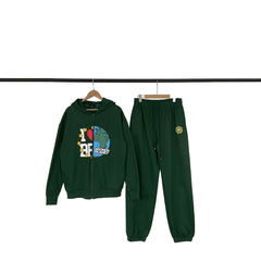 Broken planet tracksuit, trendy high street, autumn and winter velvet sports and leisure hoodie and pants set