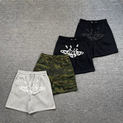 Broken Planet European and American High Street Trendy Brand Foam Printed Loose Casual Plush Drawstring Shorts for Men and Women, FOG
