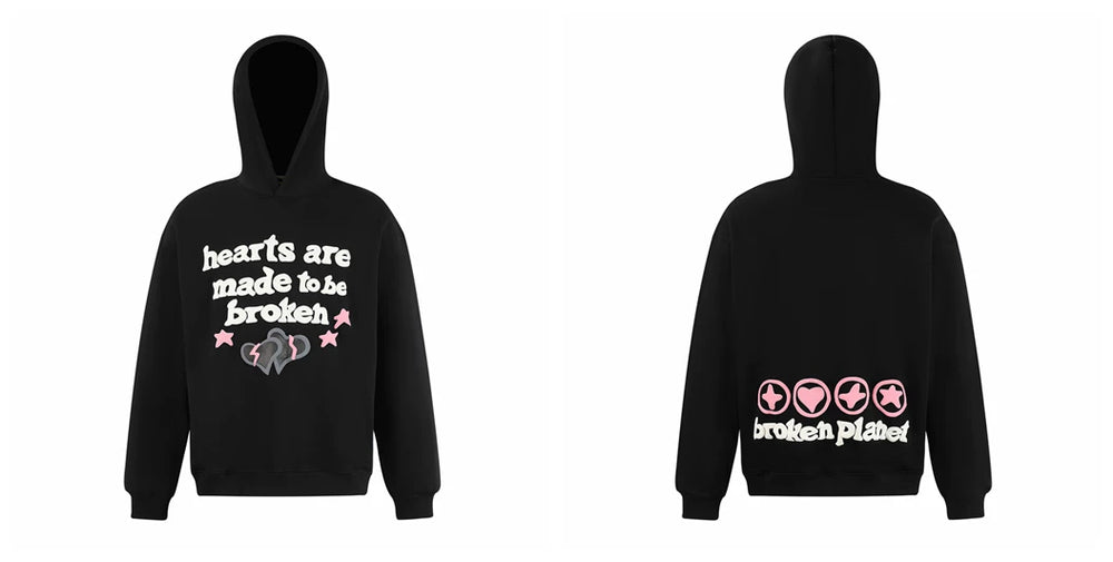 Broken planet hoodie, trendy high street, autumn and winter casual foam printed fleece couple hooded sweatshirt (4)