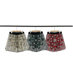Broken Planet European and American high street fashion brand logo embroidered cashew flower full print striped checkered drawstring shorts