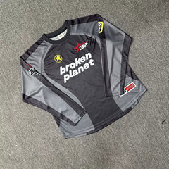 Broken Planet Star Same Style European and American Trendy Mesh Breathable Football Sports Shoulder Long Sleeve T-shirt and Jersey