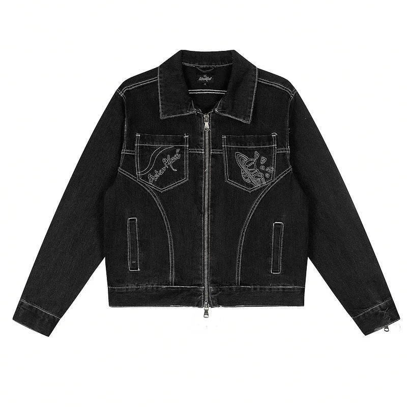 Broken Planet American High Street Trendy Brand Spring and Autumn Leisure Embroidery Letter Logo Loose Cowboy Coat