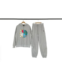 Broken planet tracksuit, trendy high street, autumn and winter velvet sports and leisure hoodie and pants set