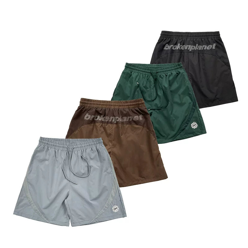 Broken Planet European and American fashion brand summer embroidery logo splicing design beach quick drying sports shorts for men