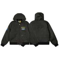 Broken planet jacket, retro and trendy embroidered logo, autumn and winter thick cotton jacket with zipper cover