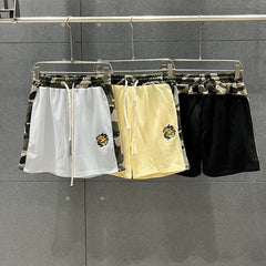 Broken planet, trendy high street, retro casual, color blocking splicing, camouflage embroidery logo, pure cotton shorts, summer