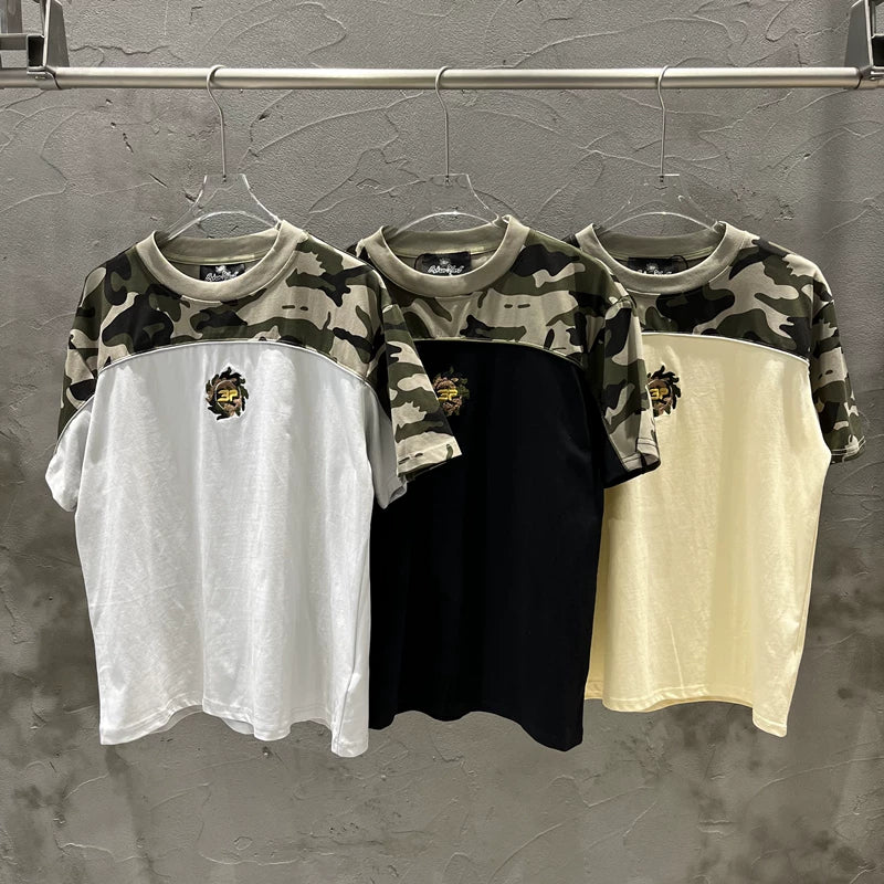 Broken Planet High Street Summer Sports and Leisure Colorful Splicing Camo Pure Cotton T-shirt Shorts Set