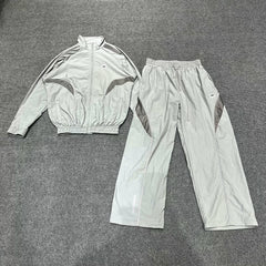Brokenplanet American Street Logo Embroidered Splicing Woven Windbreaker Jacket Sports Casual Pants Set
