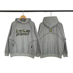 Broken Planet European and American niche fashion brand autumn and winter velvet casual men's and women's same shoulder sleeved hooded sweatshirt