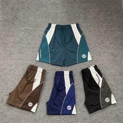 Broken planet, trendy high street, retro sports and leisure, summer color blocking splicing, woven quick drying shorts for men