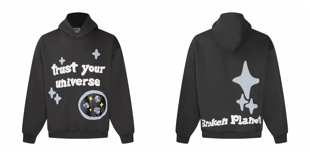 Broken planet hoodie, trendy high street, autumn and winter casual foam printed fleece couple hooded sweatshirt (18)