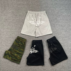 Broken Planet European and American High Street Trendy Brand Foam Printed Loose Casual Plush Drawstring Shorts for Men and Women, FOG