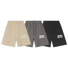 Broken planet shorts unisex high street trendy letter foam printed drawstring five quarter shorts