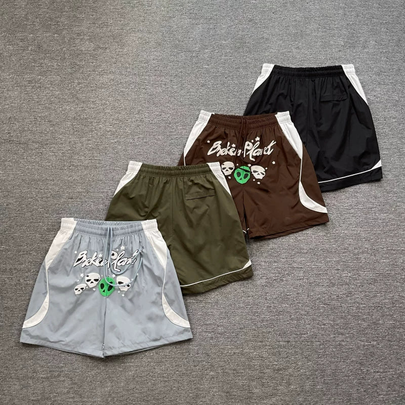 Broken Planet American High Street Trendy Brand Sports and Leisure Color Contrast Splicing Woven Nylon Beach Shorts Summer
