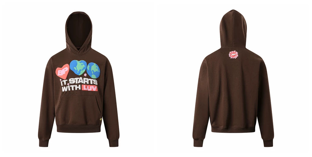 Broken planet hoodie, trendy high street, autumn and winter casual foam printed fleece couple hooded sweatshirt (35)