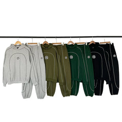 Broken planet tracksuit, trendy and retro high street, autumn and winter velvet sports and leisure hoodie set