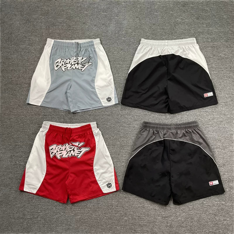 Broken Planet American High Street Trendy Brand Summer Color Contrast Embroidered Logo Printed Letter Beach Shorts Fog