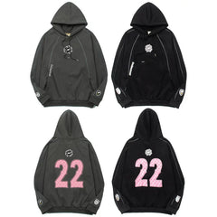 Broken Planet American High Street Trendy Brand Letter Logo Foam Printed Reflective Strip with Velvet Hoodie