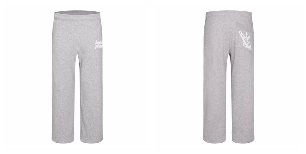Broken Planet American High Street Trendy Brand with Velvet Sanitary Pants for Autumn and Winter Sports and Leisure, Loose Straight Leg Pants, Fog (2)