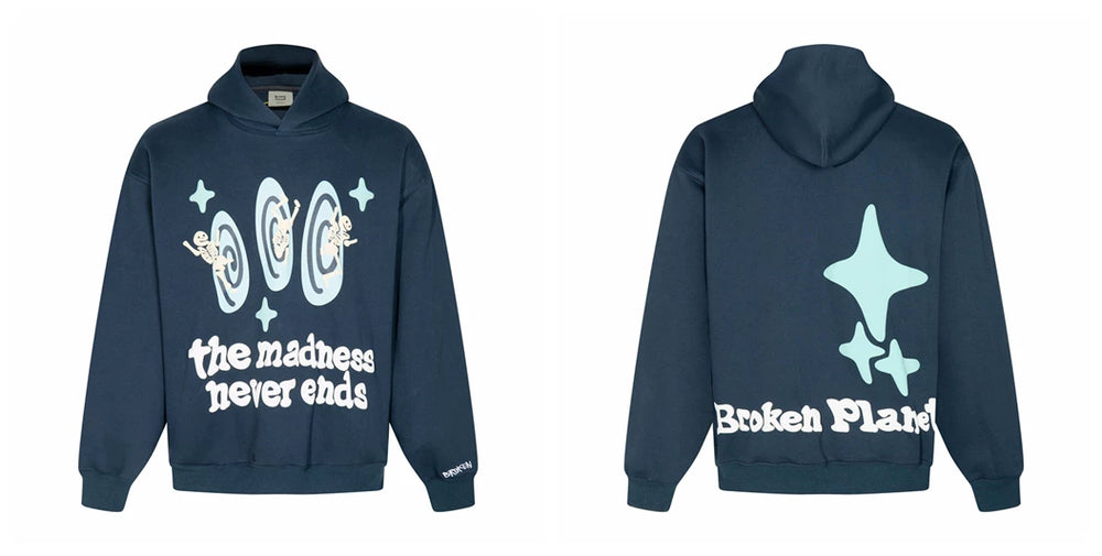 Broken planet hoodie, trendy high street, autumn and winter casual foam printed fleece couple hooded sweatshirt (28)