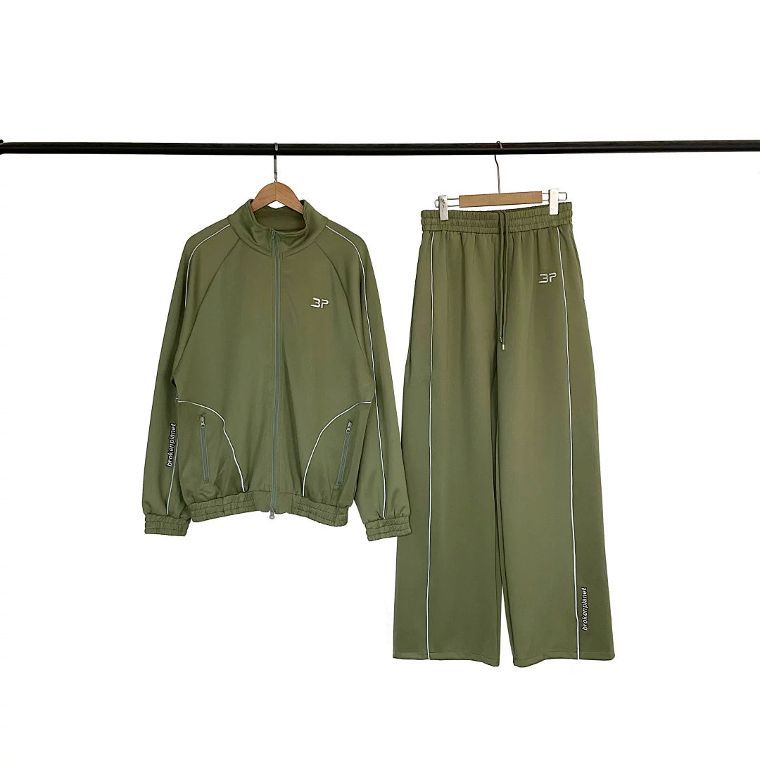 Broken Planet Fashion High Street Spring and Autumn Sports Leisure Embroidery Zipper Hoodie Coat Pants Set Fog