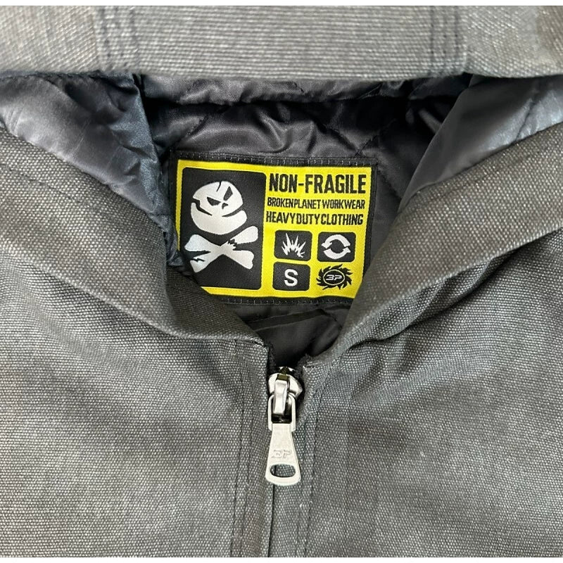 Broken planet jacket, retro and trendy embroidered logo, autumn and winter thick cotton jacket with zipper cover