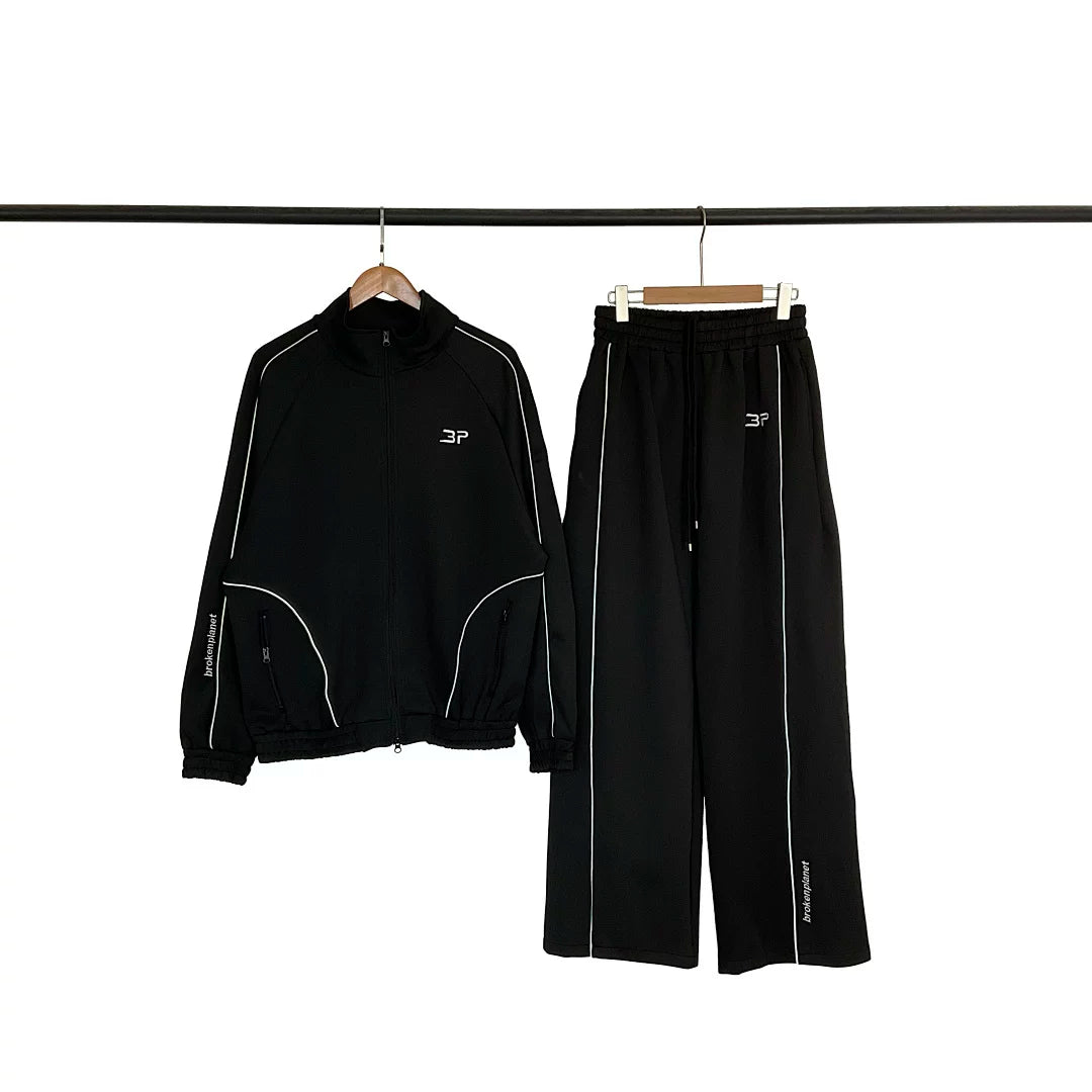 Broken Planet Fashion High Street Spring and Autumn Sports Leisure Embroidery Zipper Hoodie Coat Pants Set Fog