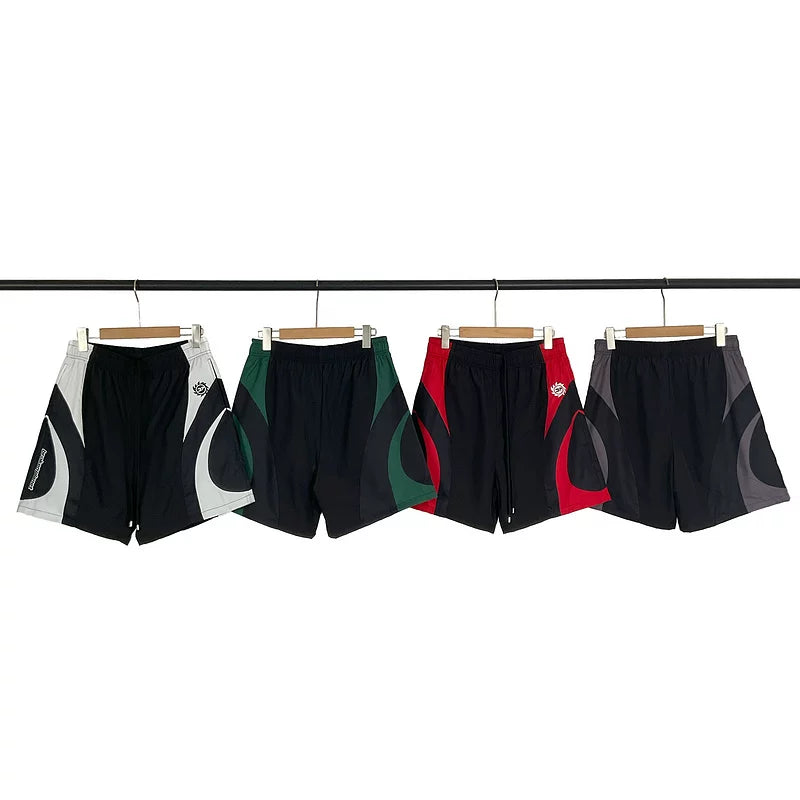 Broken Planet Hip Hop Street Retro Summer Color Match Splicing Embroidered Woven Speed Drying Shorts Fog