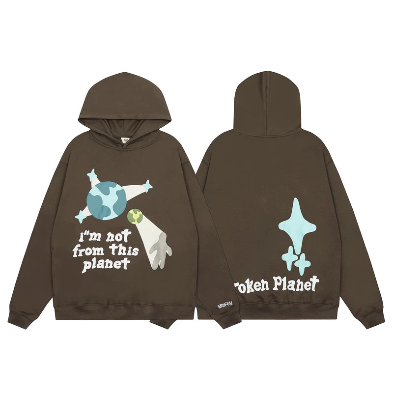 Broken Planet niche fashion brand men's and women's high street hip-hop sports casual pure cotton hoodie pants set FOG (1)