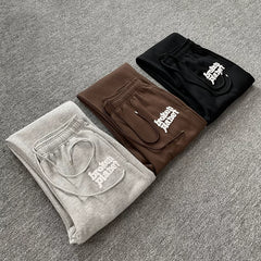 Broken Planet High Street Trendy Brand Autumn/Winter Sports and Leisure with Fleece Letter Printed Loose Straight Pants for Men