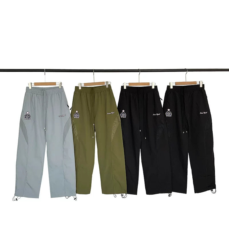 Broken planet American high street letter logo embroidered loose straight tube woven splicing casual pants trendy
