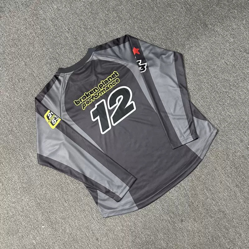 Broken Planet Star Same Style European and American Trendy Mesh Breathable Football Sports Shoulder Long Sleeve T-shirt and Jersey
