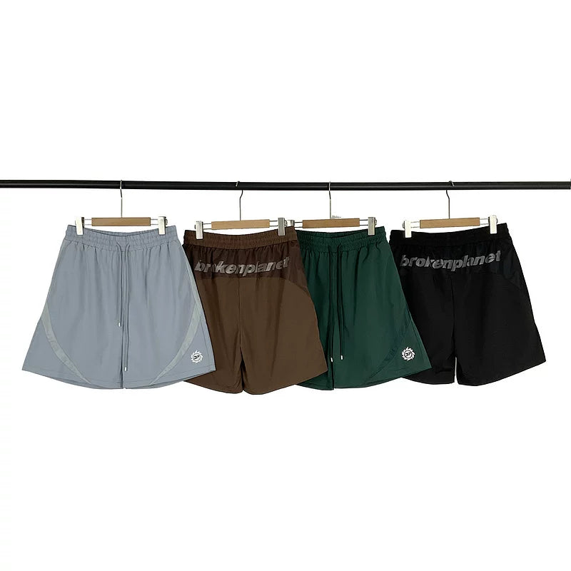 Broken Planet European and American fashion brand summer embroidery logo splicing design beach quick drying sports shorts for men