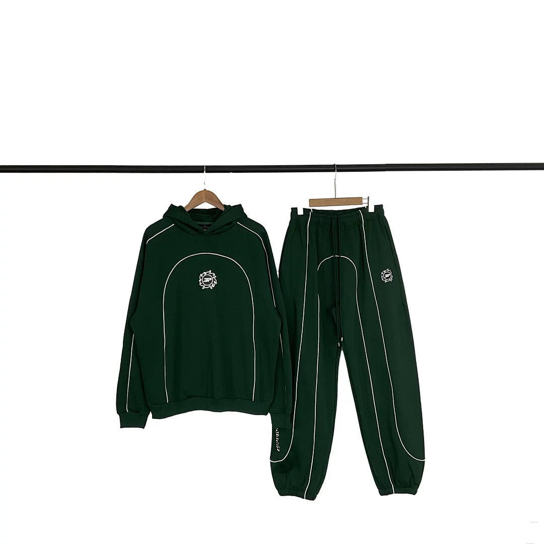 Broken planet tracksuit, trendy and retro high street, autumn and winter velvet sports and leisure hoodie set