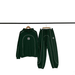 Broken planet tracksuit, trendy and retro high street, autumn and winter velvet sports and leisure hoodie set