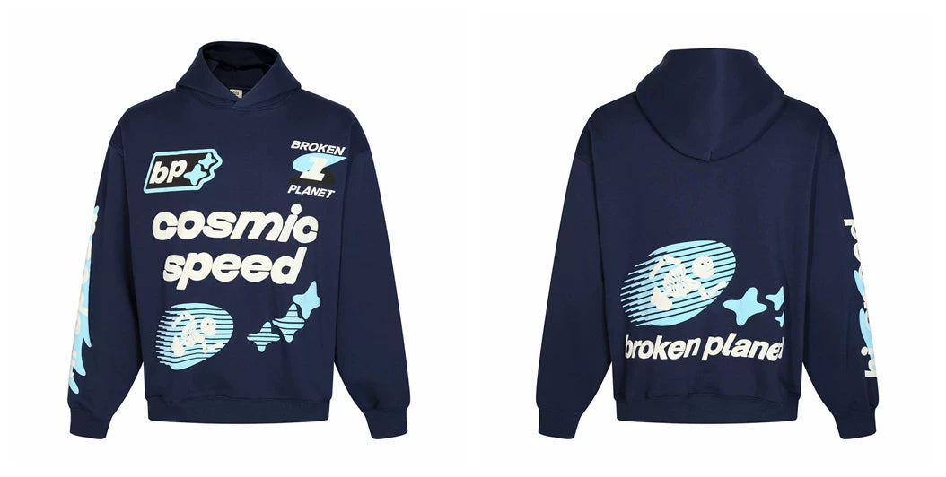 Broken planet hoodie, trendy high street, autumn and winter casual foam printed fleece couple hooded sweatshirt (31)