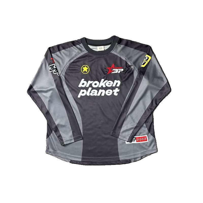 Broken Planet Star Same Style European and American Trendy Mesh Breathable Football Sports Shoulder Long Sleeve T-shirt and Jersey