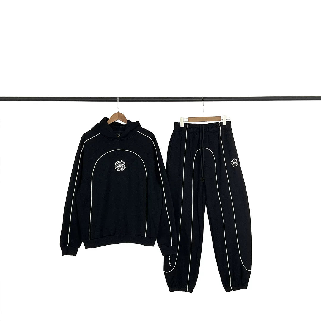 Broken planet tracksuit, trendy and retro high street, autumn and winter velvet sports and leisure hoodie set