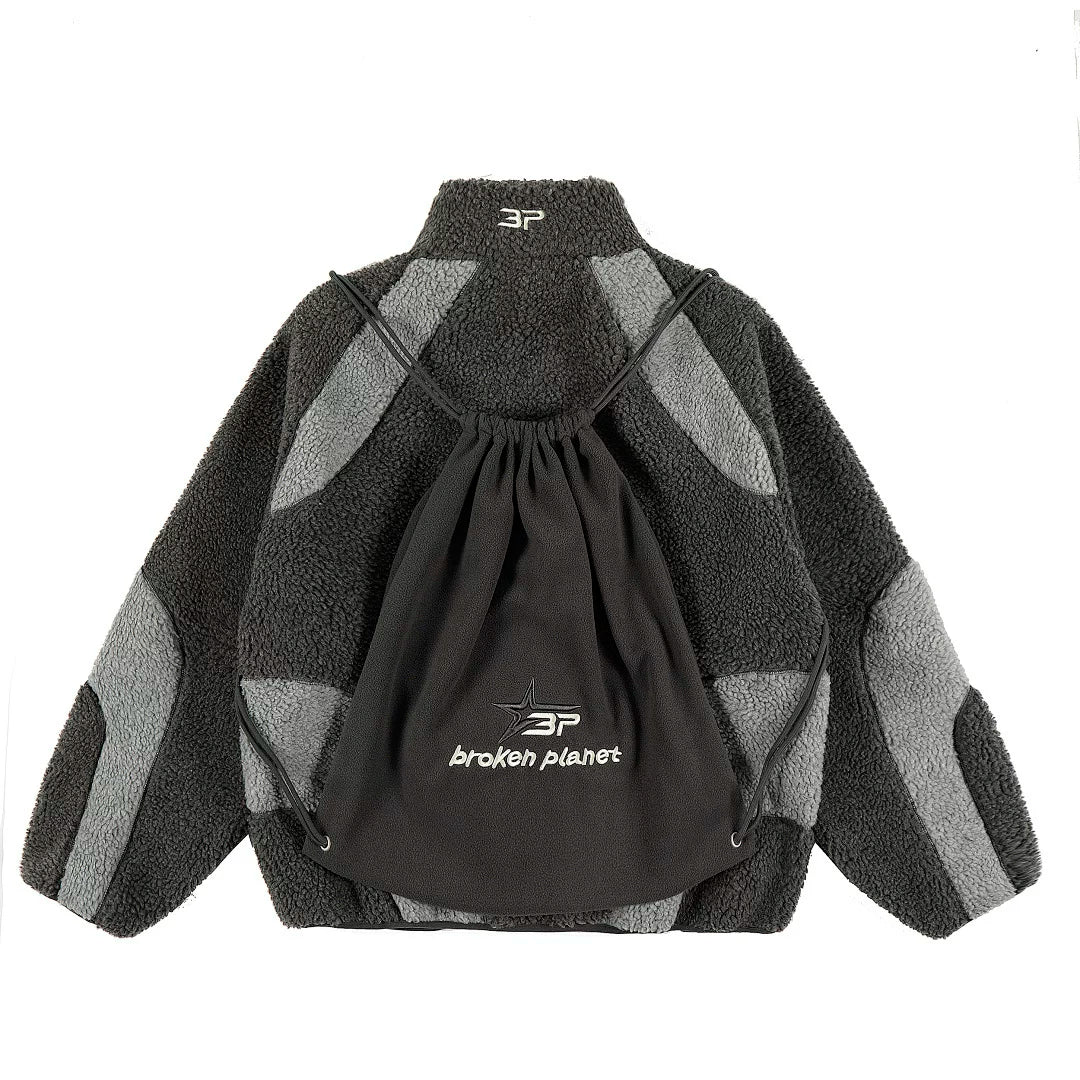 Broken planet, trendy retro autumn and winter casual niche design, warm fleece jacket jacket, ins
