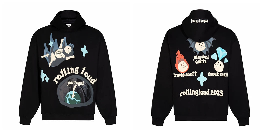 Broken planet hoodie, trendy high street, autumn and winter casual foam printed fleece couple hooded sweatshirt (32)