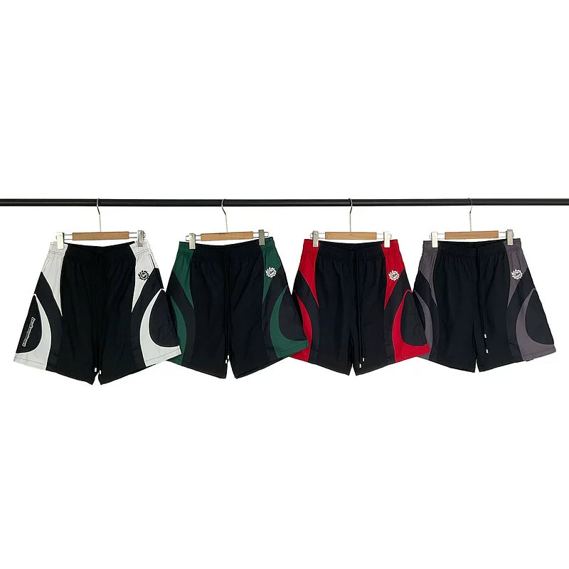 Broken Planet Hip Hop Street Retro Summer Color Match Splicing Embroidered Woven Speed Drying Shorts Fog