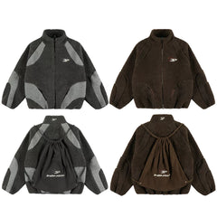 Broken planet, trendy retro autumn and winter casual niche design, warm fleece jacket jacket, ins