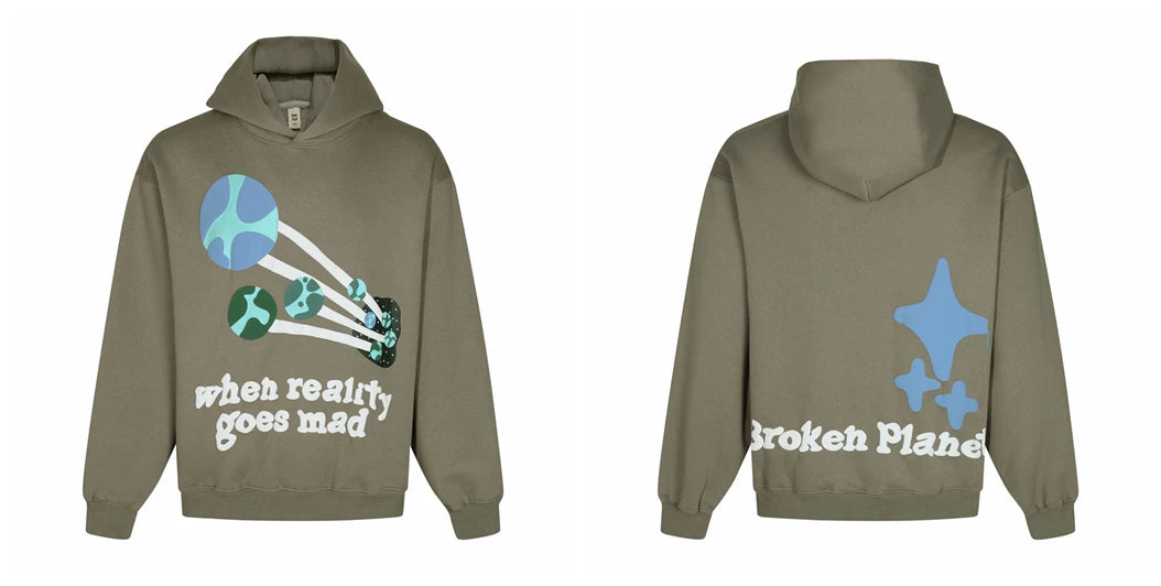 Broken planet hoodie, trendy high street, autumn and winter casual foam printed fleece couple hooded sweatshirt (22)