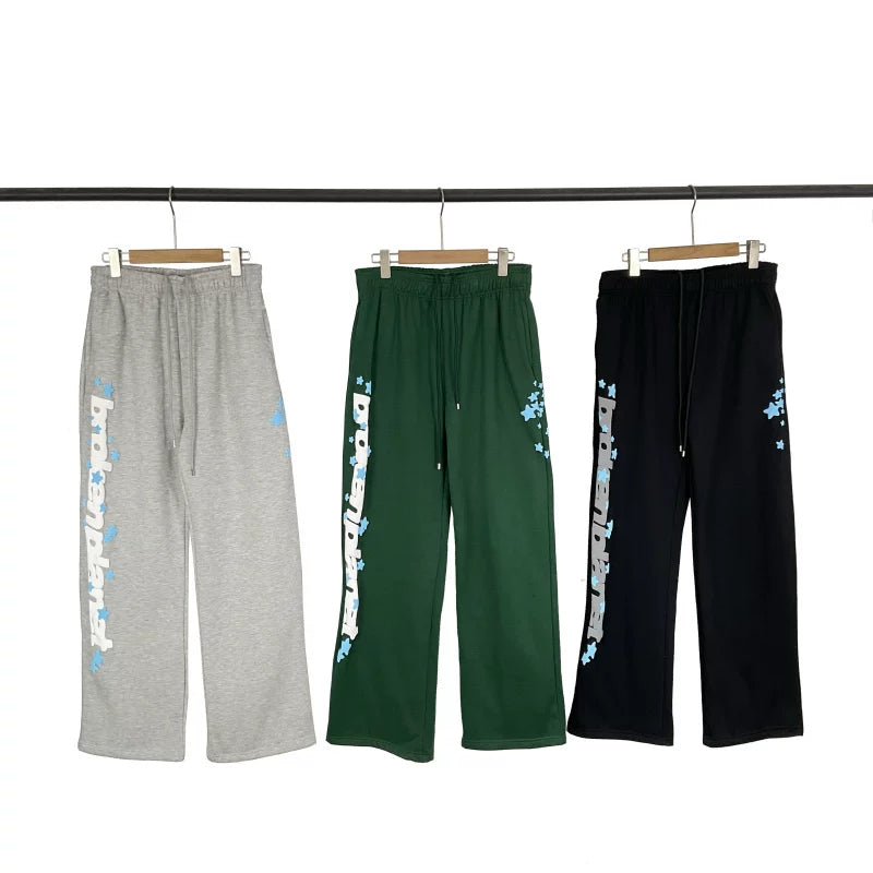 Broken planet European and American high street fashion brand autumn and winter casual letter foam printing with velvet straight leg pants fog