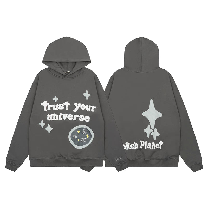 Broken Planet niche fashion brand men's and women's high street hip-hop sports casual pure cotton hoodie pants set FOG (5)